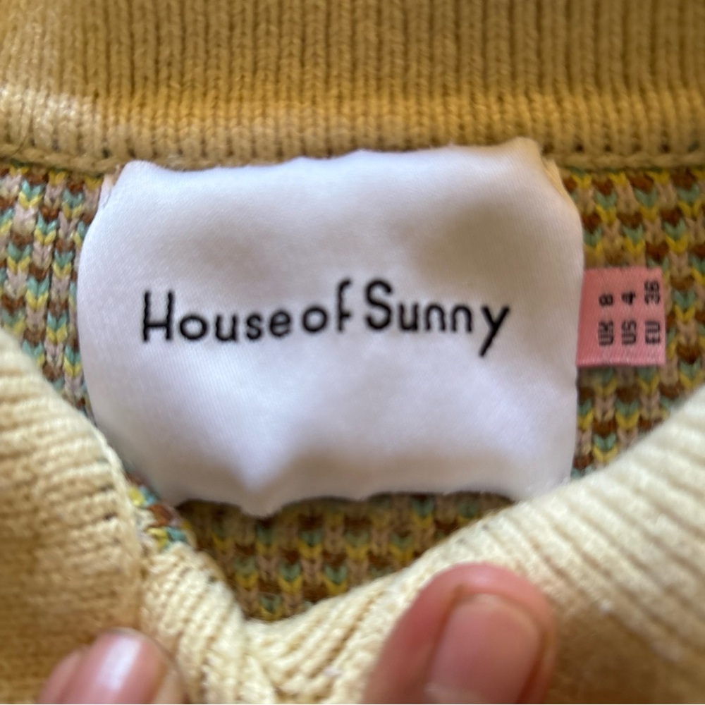 House Of Sunny Surfer Graphic Print Stretch Knit Cardigan Size 4 - Picture 5 of 16